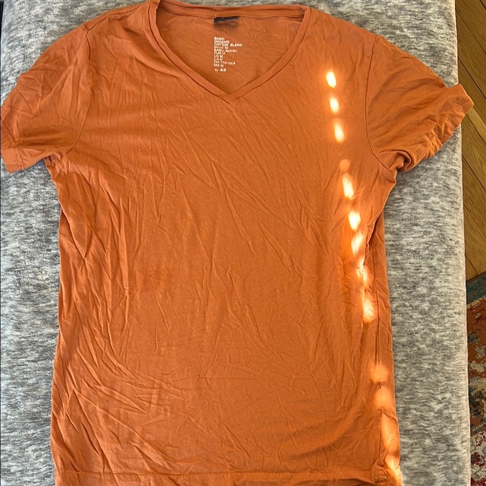 H&M Orange v- neck Short Sleeve Tee
